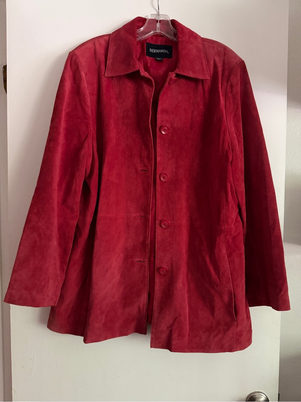 Bernardo Bright Red Suede Button-Front Jacket